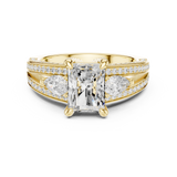 Gold Ring, Radiant center stone, Yellow Gold, view 4
