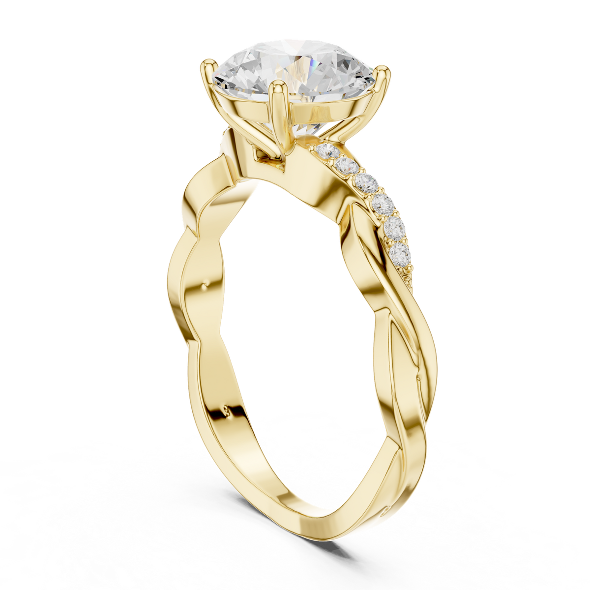 14K Solid Gold Lab Diamond Solitaire Ring, Yellow Gold, view 1