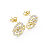 14K Solid Gold Lab Diamond Cluster Earrings, Yellow Gold, view 2