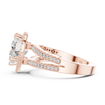 Gold Ring DDLR-350, Heart center stone, Rose Gold, view 3