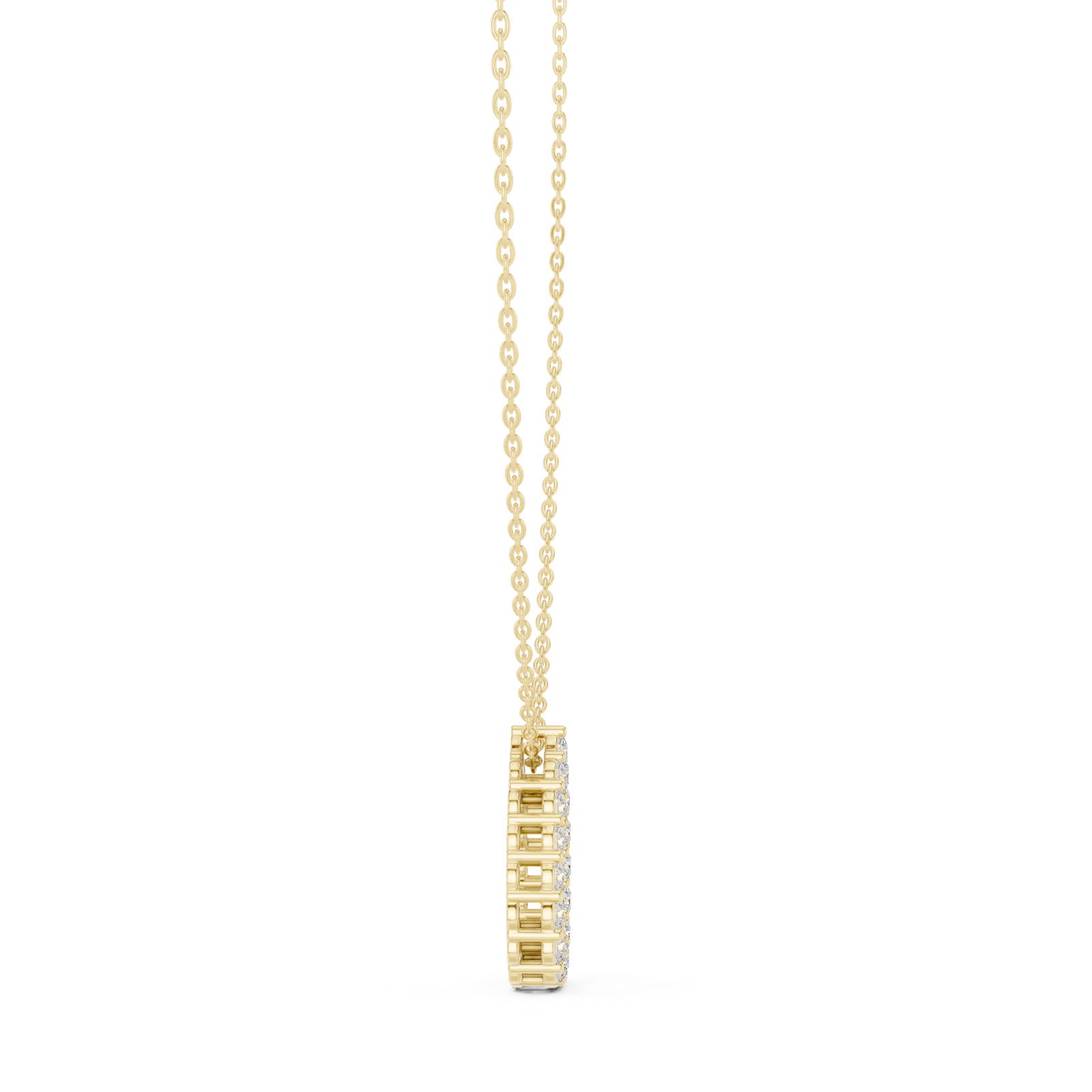 14K Solid Gold Lab Diamond Pendant Necklace, Yellow Gold, view 3