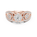 14K Solid Gold Lab Diamond Three-Stone Ring, Rose Gold