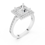 Gold Ring DDLR-349, Princess center stone, White Gold, view 2