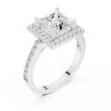 Gold Ring DDLR-349, Princess center stone, White Gold, view 2