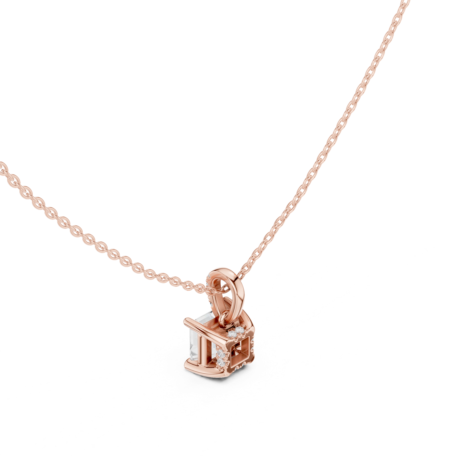 Gold Jewelry, Asscher center stone, Rose Gold, view 2