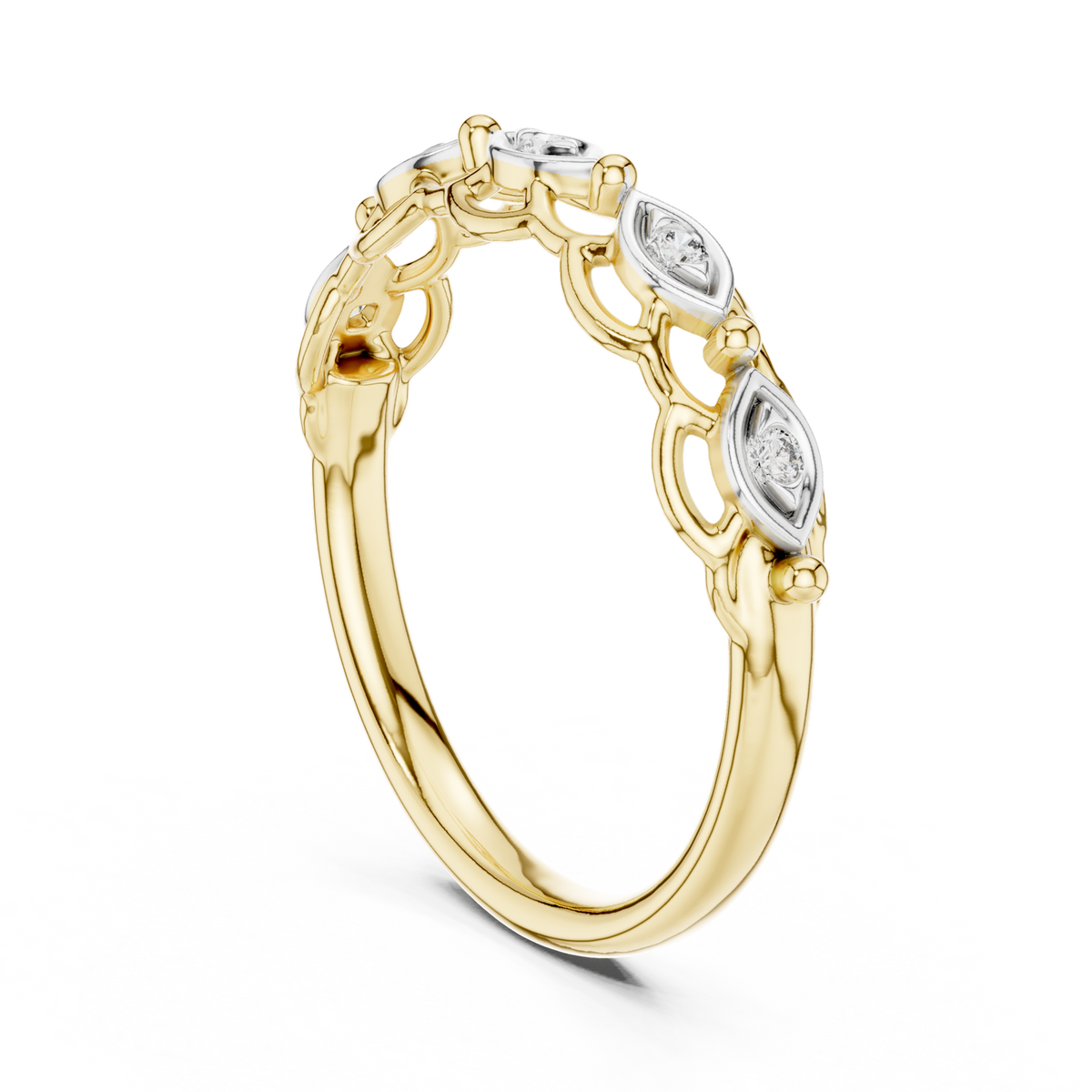 14K Solid Gold Lab Diamond Band Ring, Yellow Gold, view 1