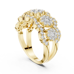 14K Solid Gold Lab Diamond Three-Stone Ring, Yellow Gold, view 1