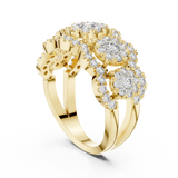 14K Solid Gold Lab Diamond Three-Stone Ring, Yellow Gold, view 1