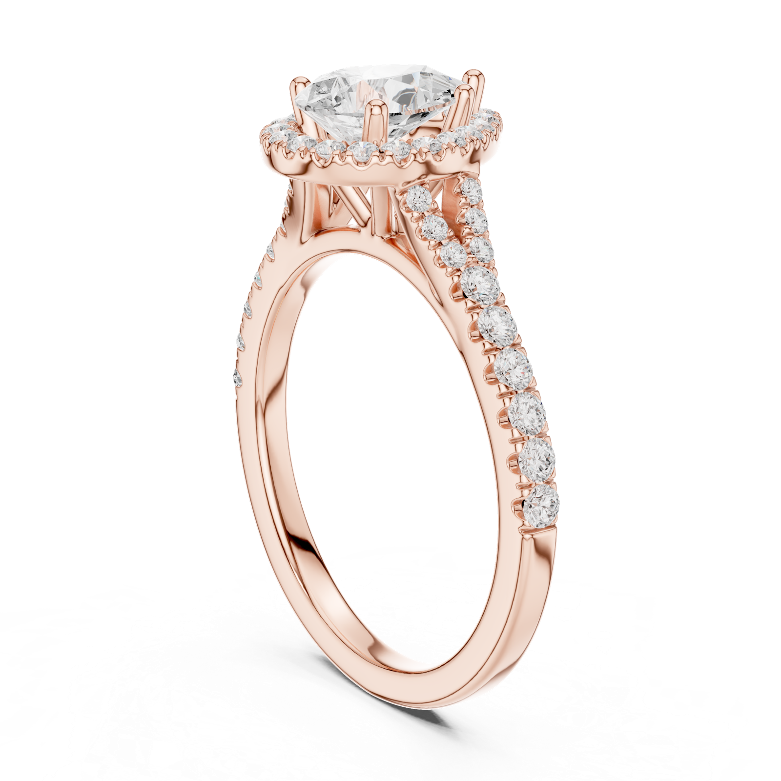 Gold Ring DDLR-043, Pear center stone, Rose Gold, view 1