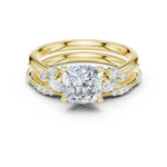 Gold Ring DDLR-299, Cushion center stone, Yellow Gold