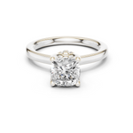 Gold Ring DDLR-176, Cushion center stone, White Gold