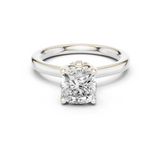 Gold Ring DDLR-176, Cushion center stone, White Gold