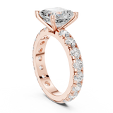 Gold Jewelry, Asscher center stone, Rose Gold, view 1