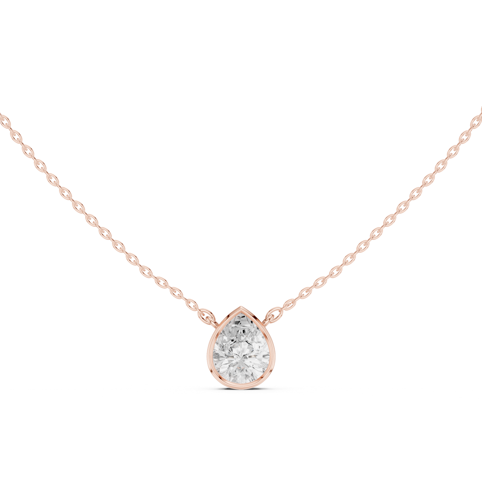 Gold Jewelry DDPO-007, Pear center stone, Rose Gold, view 4