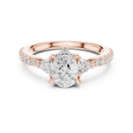 Gold Ring DDLR-037, Pear center stone, Rose Gold, view 4