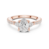 Gold Ring DDLR-037, Pear center stone, Rose Gold, view 4
