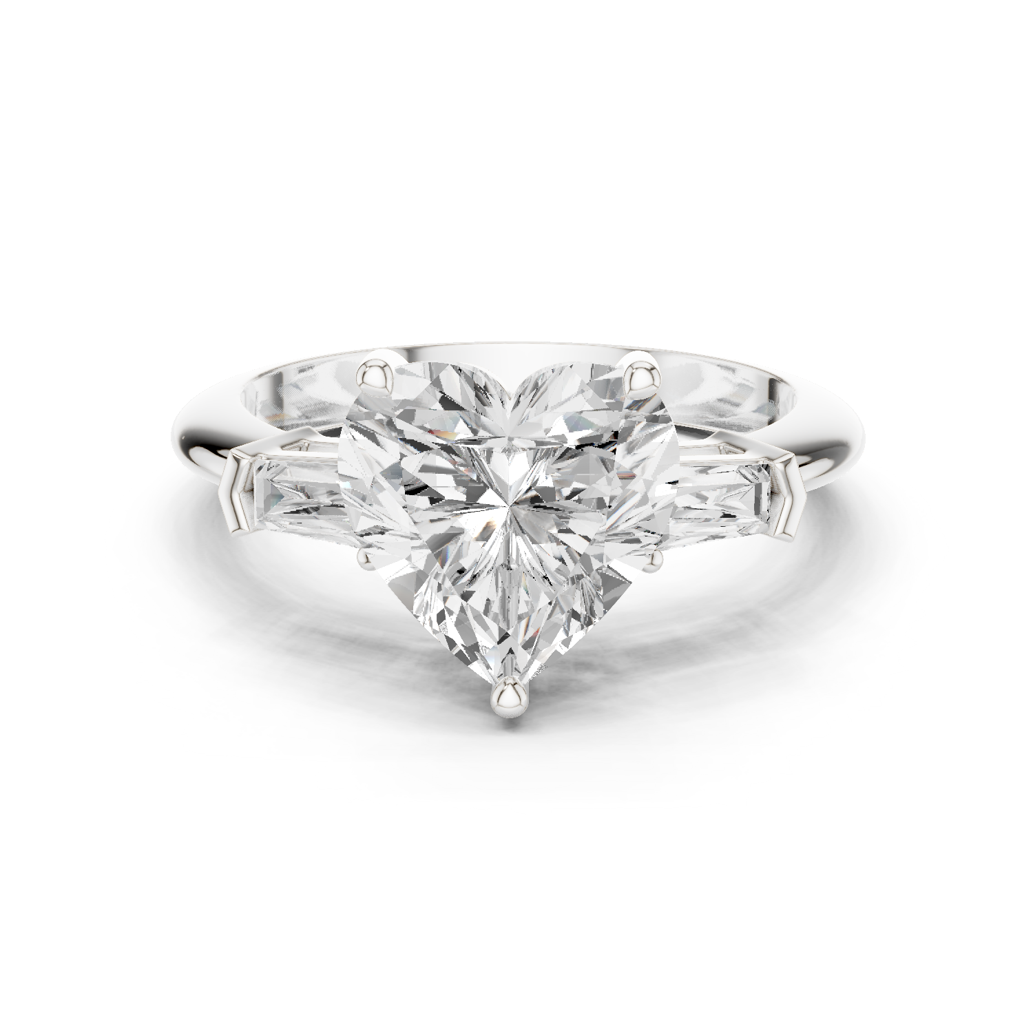 Gold Jewelry L35-67, Heart center stone, White Gold