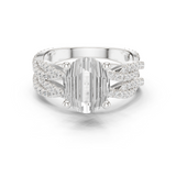 Gold Ring DDLR-300, Oval center stone, White Gold