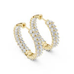 14K Solid Gold Lab Diamond Huggie Earrings, Yellow Gold, view 2