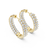 14K Solid Gold Lab Diamond Huggie Earrings, Yellow Gold, view 2