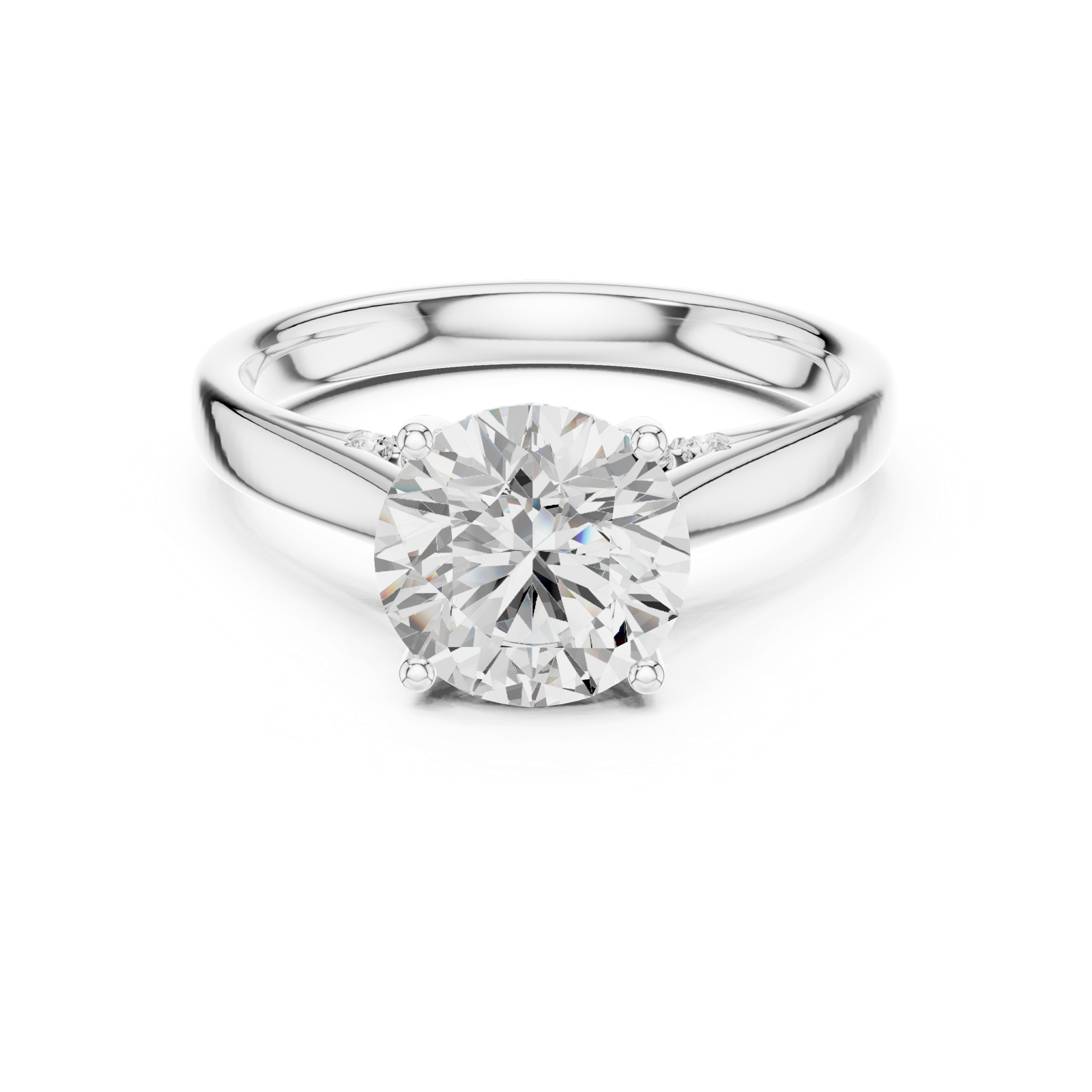 Gold Jewelry L36-18, Round center stone, White Gold, view 4