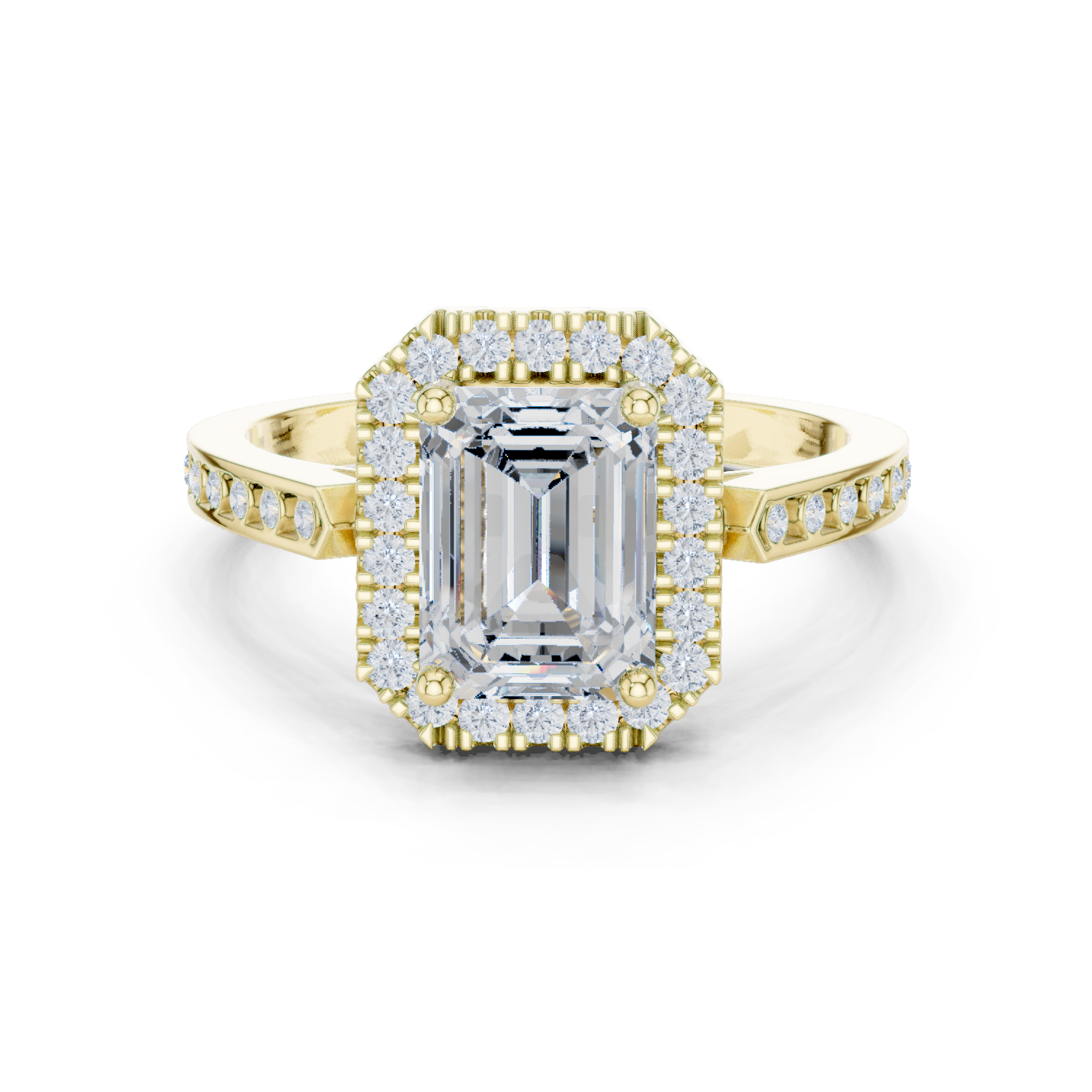 Gold Ring, Emerald center stone, Yellow Gold