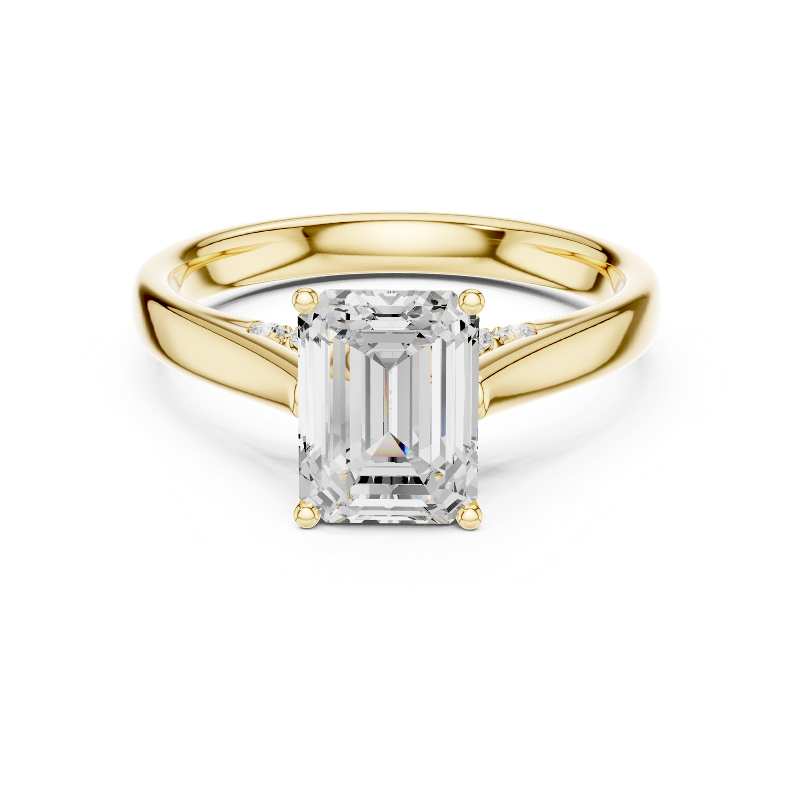 Gold Jewelry, Emerald center stone, Yellow Gold, view 4