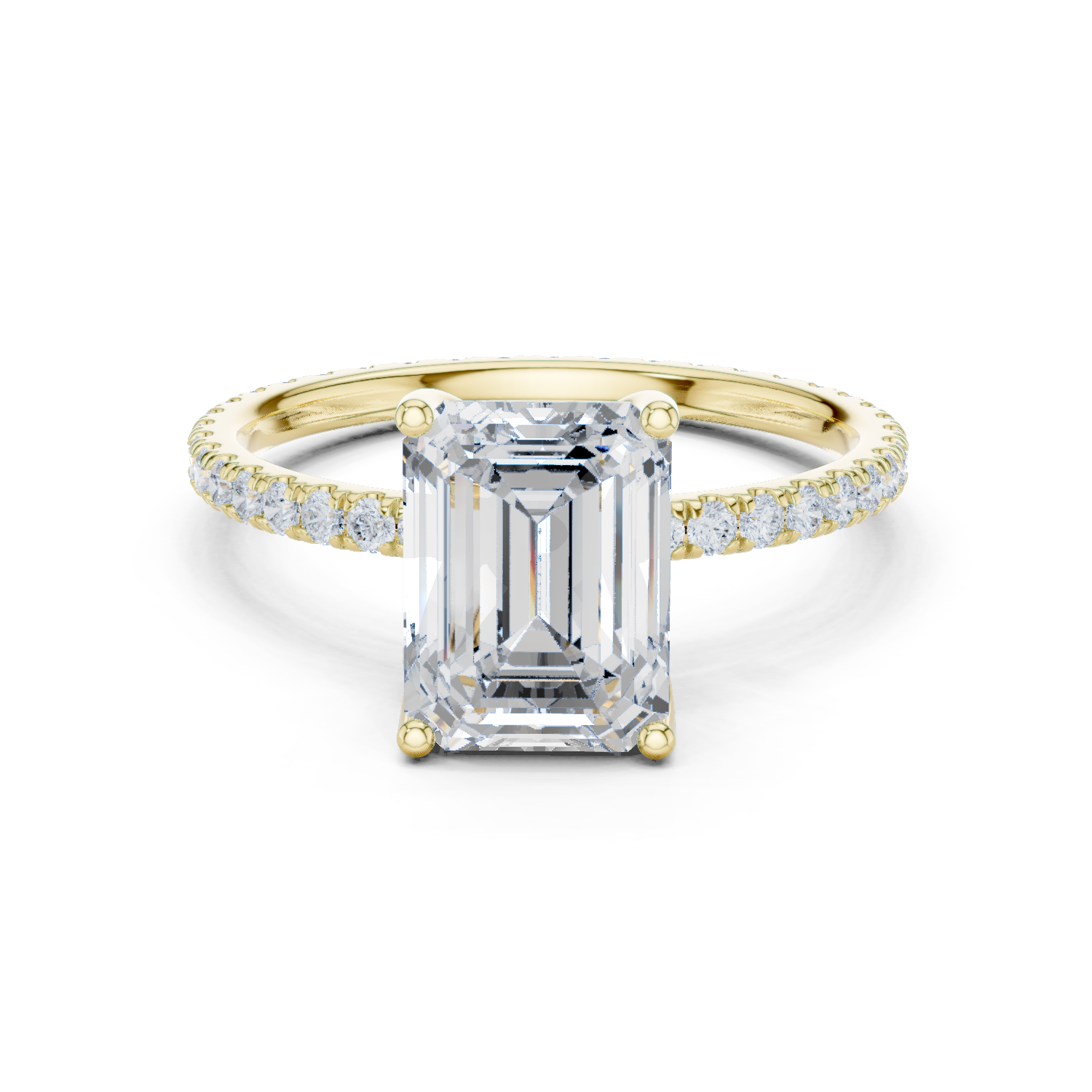 Gold Jewelry, Emerald center stone, Yellow Gold