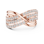 14K Solid Gold Lab Diamond Crossover Ring, Rose Gold