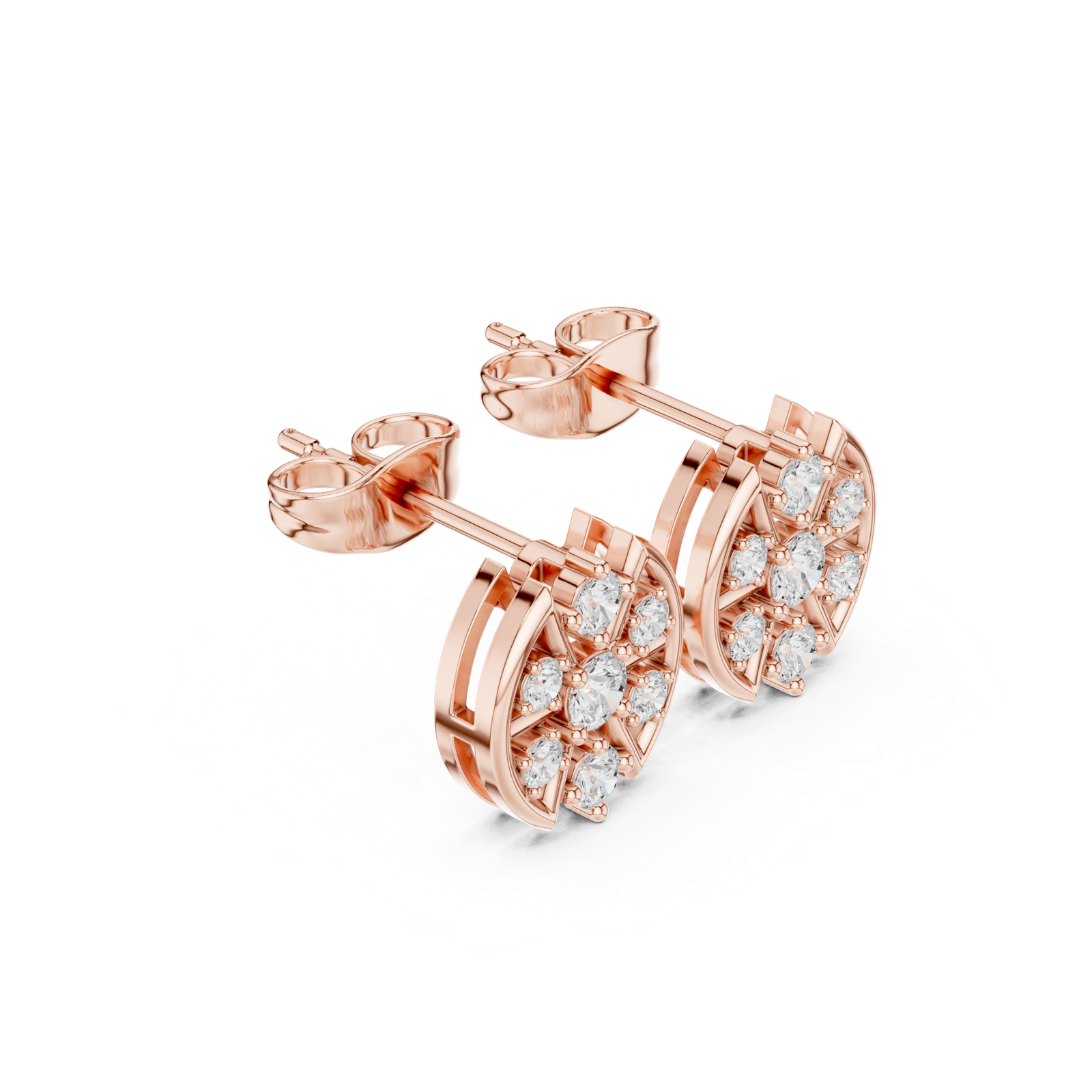 Gold Earrings AGDER-358, Rose Gold, view 1