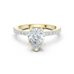 Gold Ring DDLR-040, Pear center stone, Yellow Gold