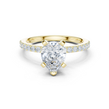 Gold Ring DDLR-040, Pear center stone, Yellow Gold