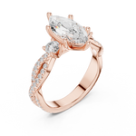 Gold Ring DDLR-281, Marquise center stone, Rose Gold, view 2