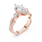 Gold Ring DDLR-281, Marquise center stone, Rose Gold, view 2