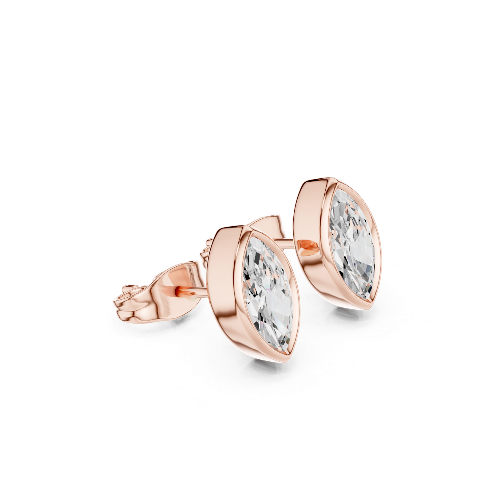 Gold Jewelry DDER-001, Marquise center stone, Rose Gold, view 1