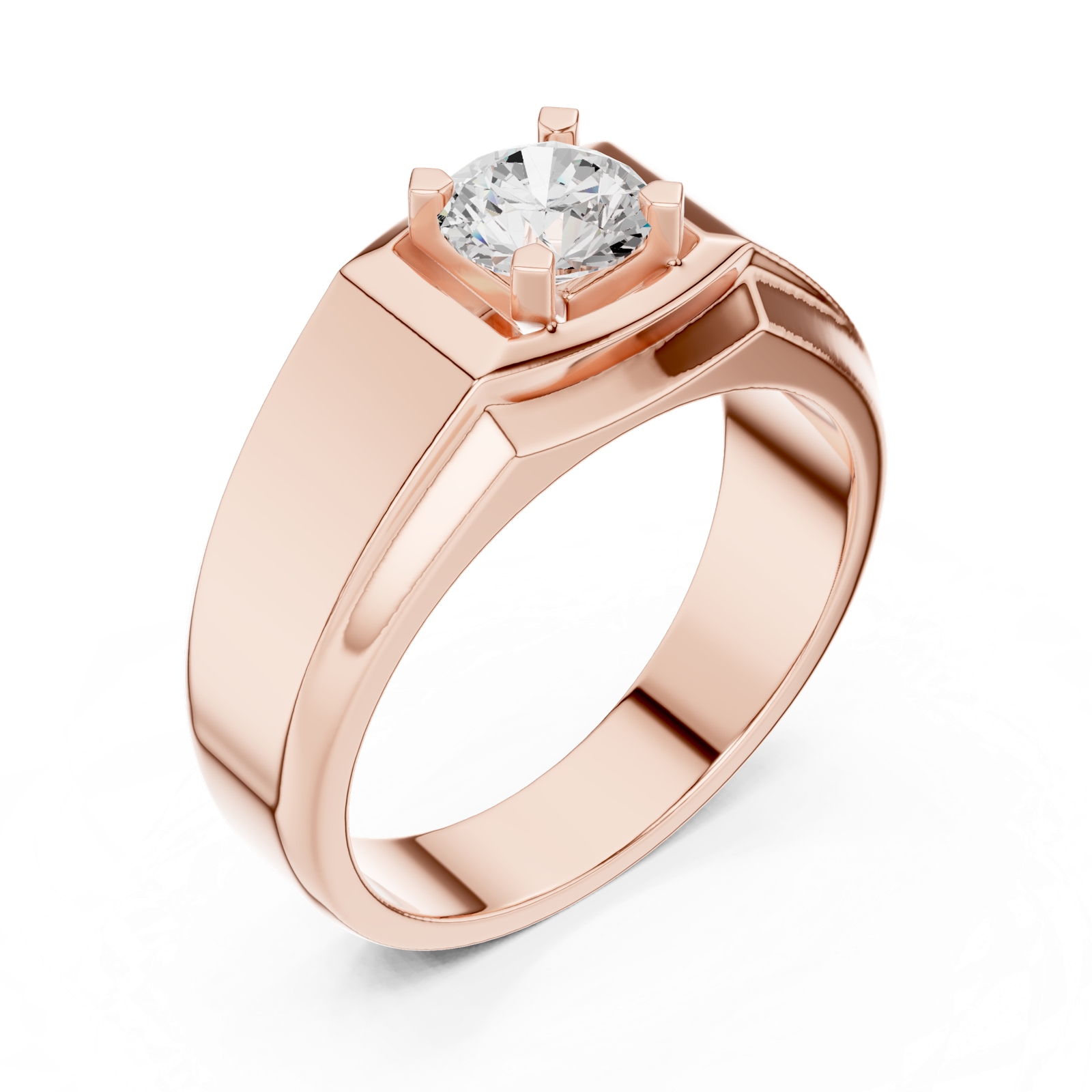 14K Solid Gold Lab Diamond Solitaire Ring, Rose Gold, view 2