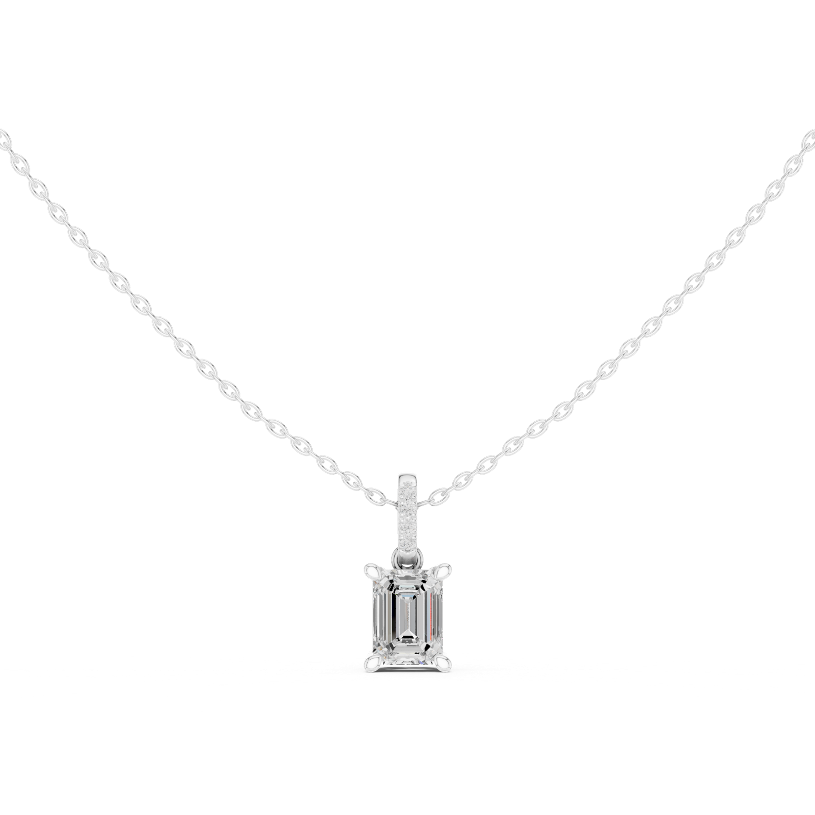 Gold Jewelry DDPO-009, Emerald center stone, White Gold, view 4