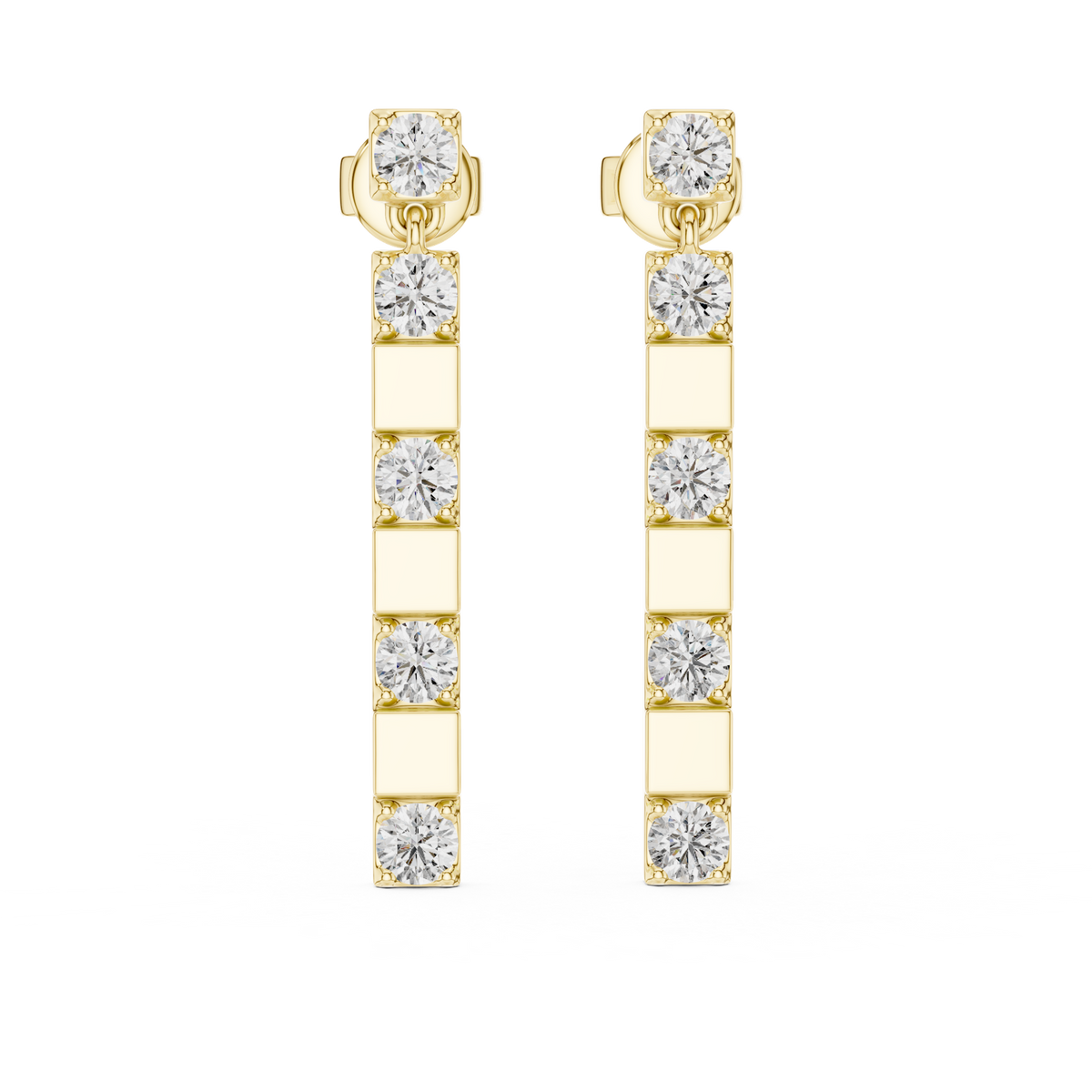 14K Solid Gold Lab Diamond Hoop Earrings, Yellow Gold