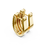 14K Solid Gold Lab Diamond Huggie Earrings, Yellow Gold, view 2