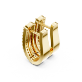 14K Solid Gold Lab Diamond Huggie Earrings, Yellow Gold, view 2