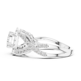 14K Solid Gold Lab Diamond Halo Ring, White Gold, view 3