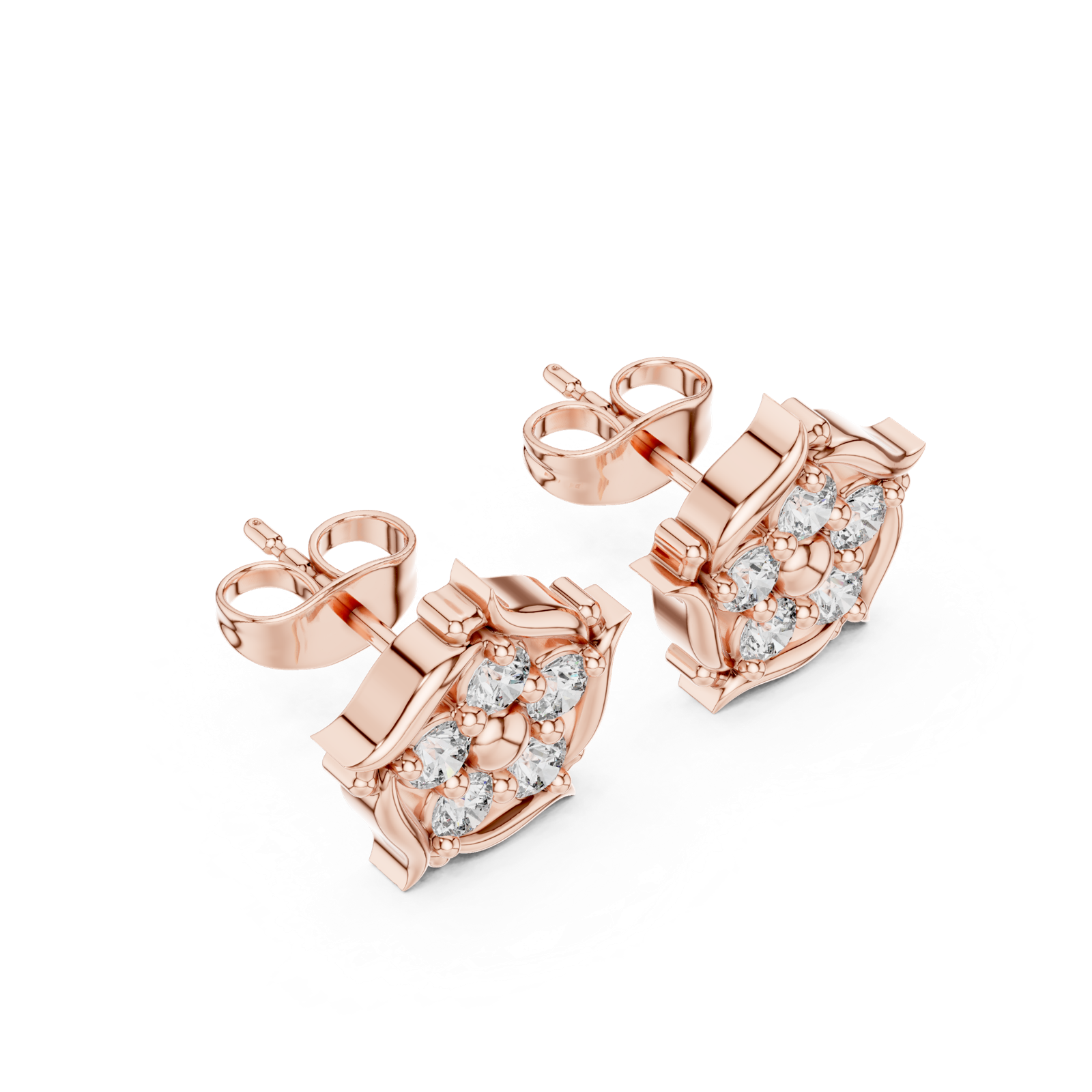 Gold Earrings 9-10028E, Rose Gold, view 2