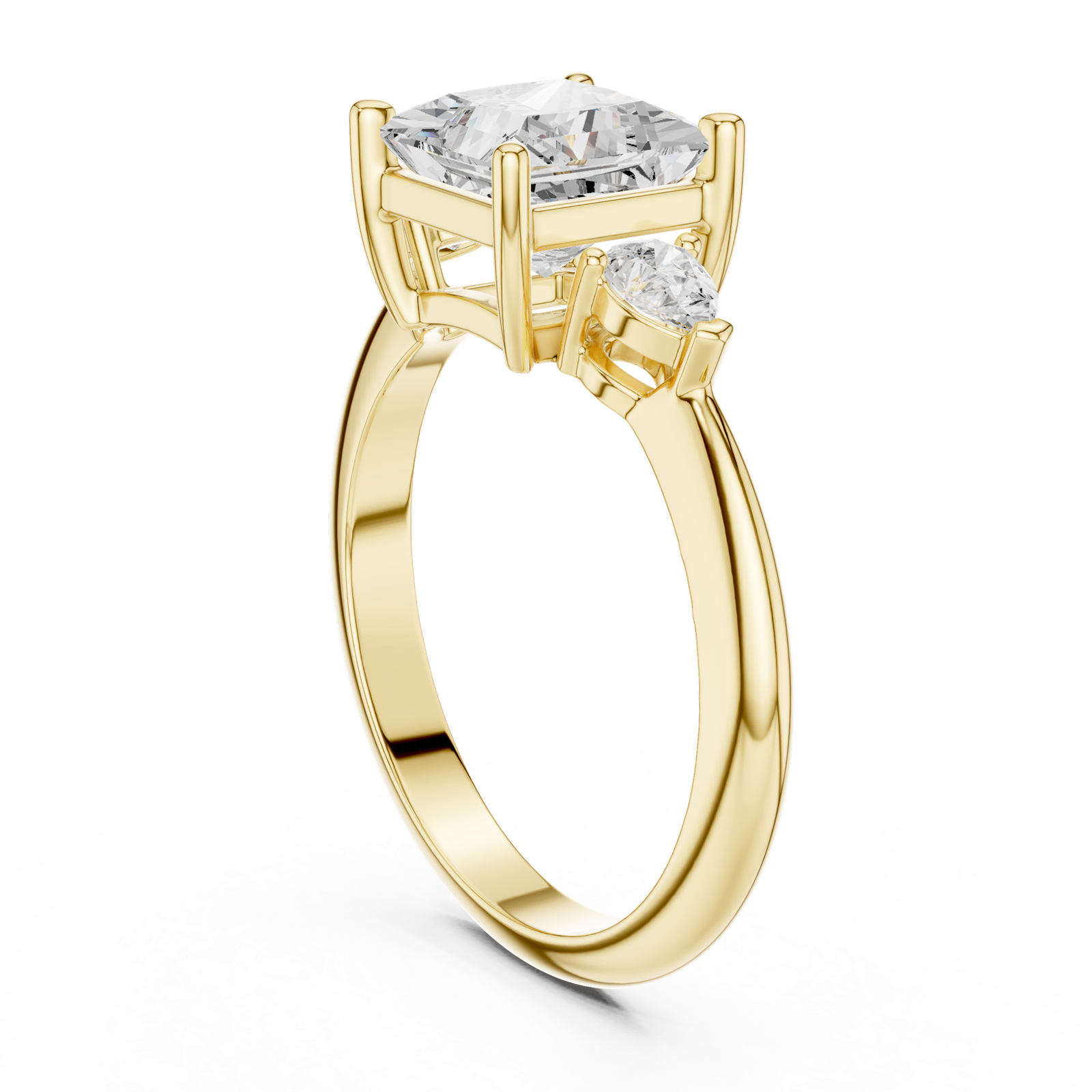 Gold Jewelry L35-66, Princess center stone, Yellow Gold, view 1