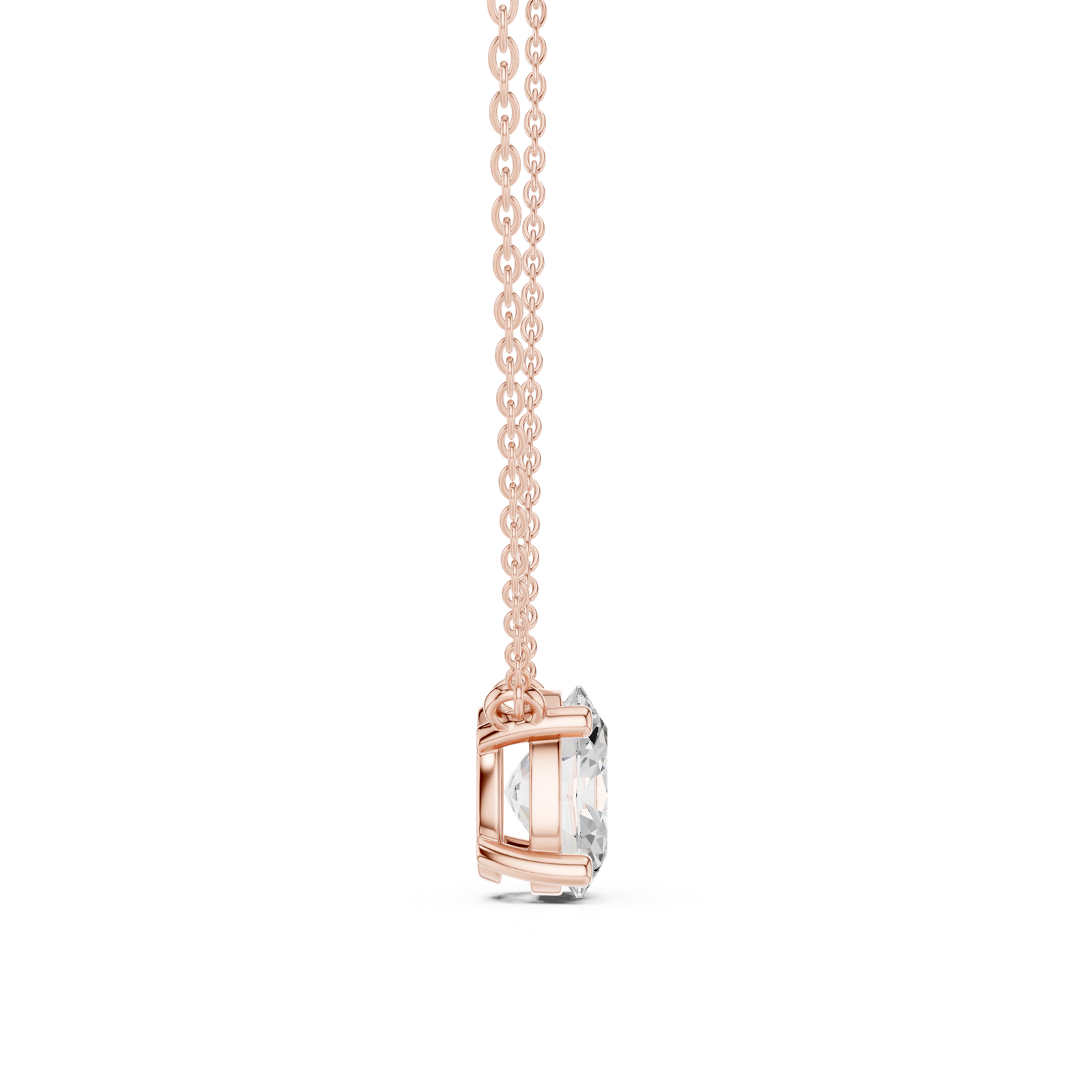 Gold Jewelry DDPO-001, Oval center stone, Rose Gold, view 3