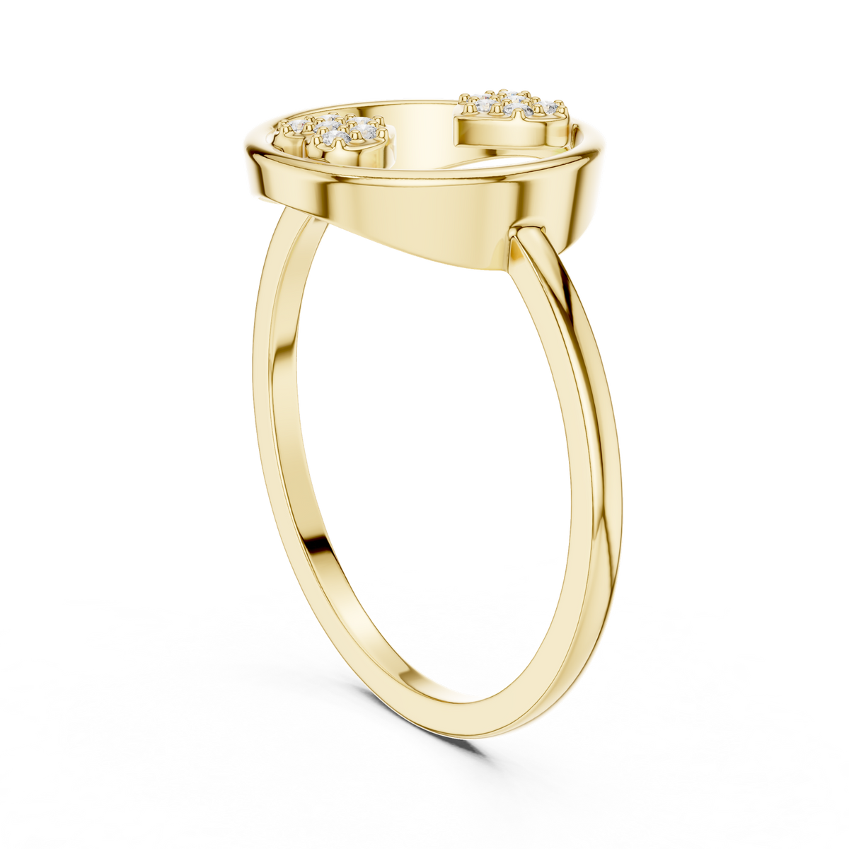 14K Solid Gold Lab Diamond Heart Cluster Ring, Yellow Gold, view 1