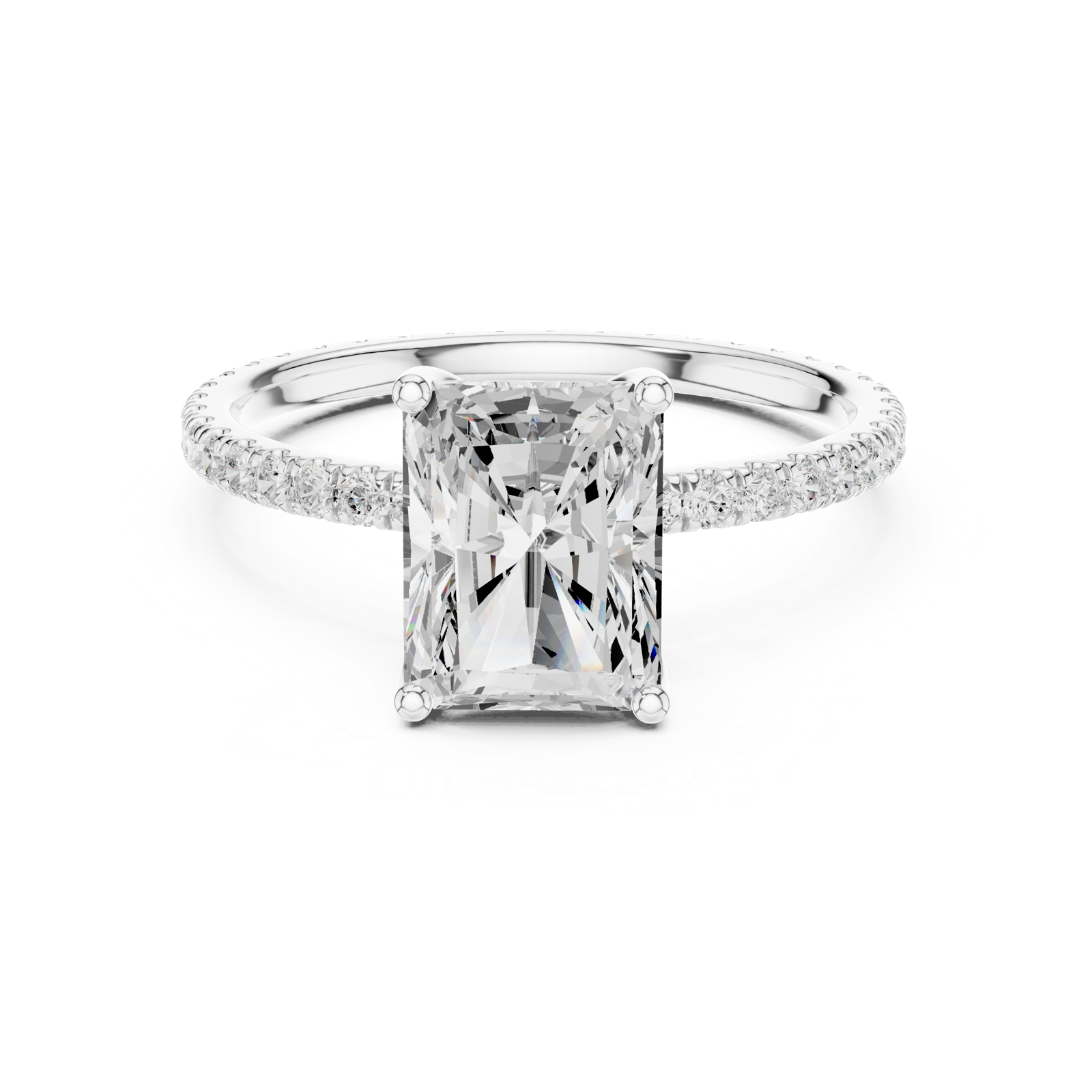Gold Jewelry L36-16, Radiant center stone, White Gold, view 4