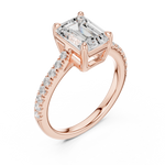 Gold Ring DDLR-039, Emerald center stone, Rose Gold, view 2