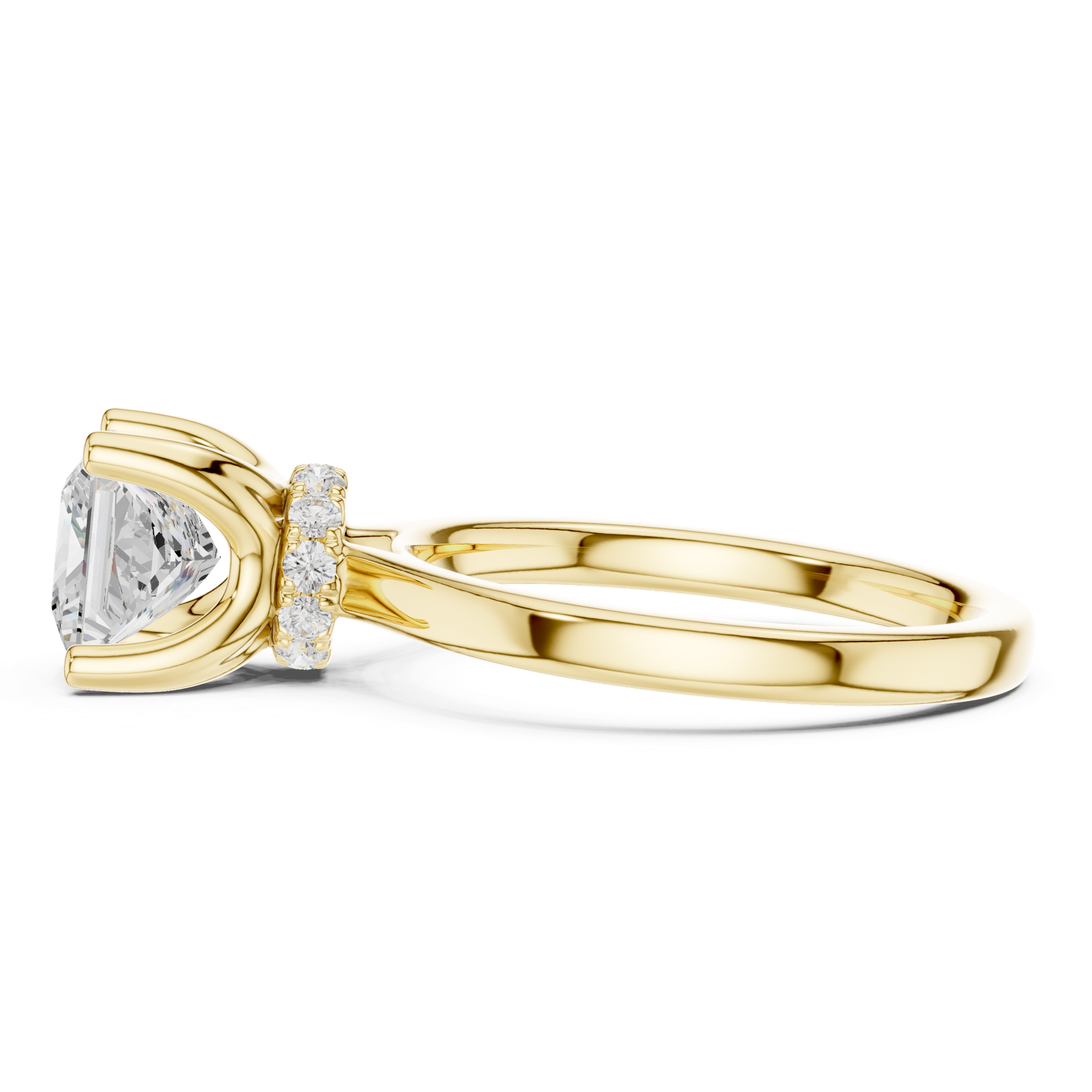 Gold Ring DDLR-176, Princess center stone, Yellow Gold, view 3