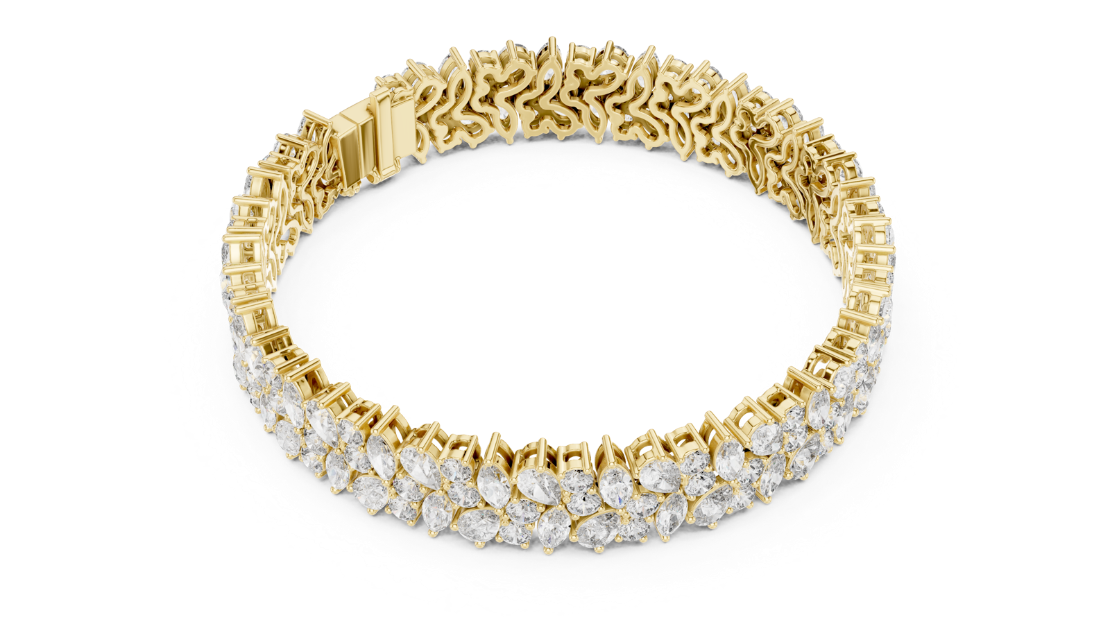 14K Solid Gold Lab Diamond Bracelet, Yellow Gold, view 2