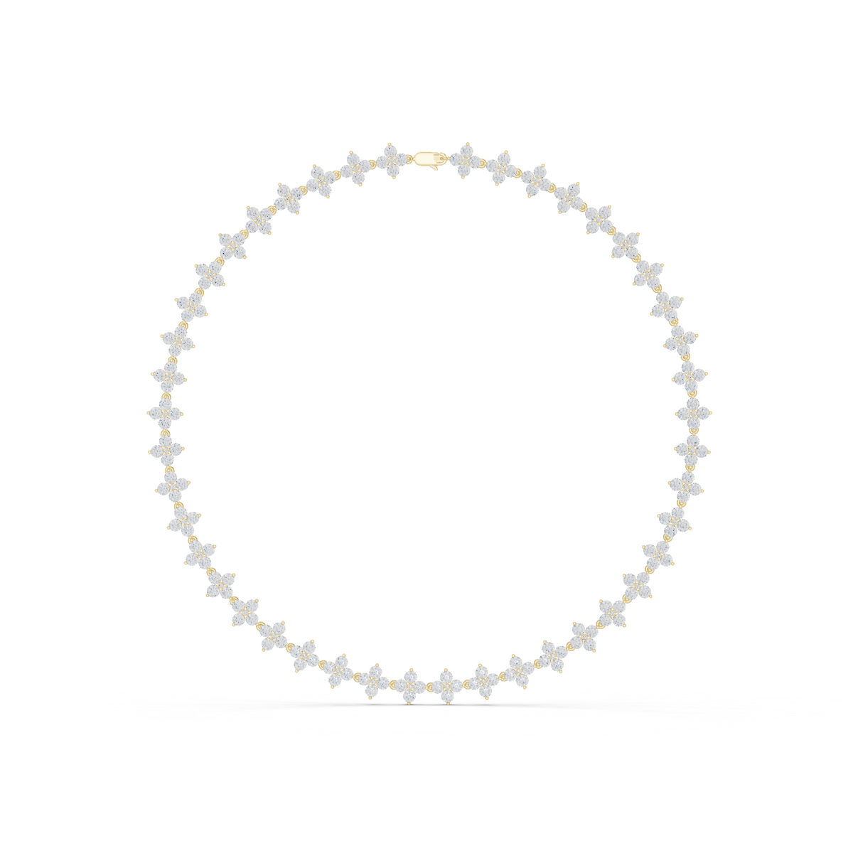 14K Solid Gold Lab Diamond Star Station Necklace, Yellow Gold